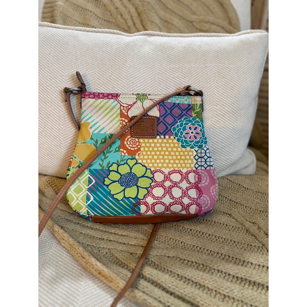Fossil Multicolor Floral Patchwork Crossbody Bag … - image 1
